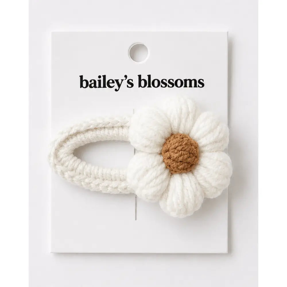 Crochet Daisy Hair Clip - White