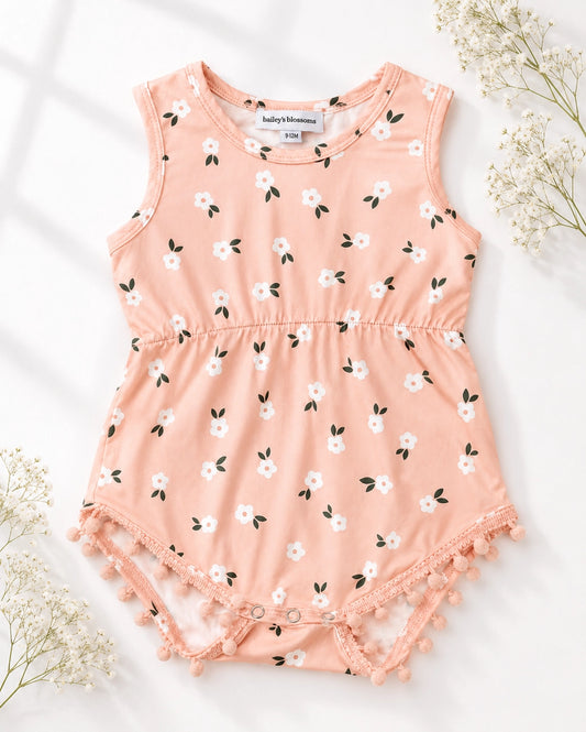 Peach Harvest Pom Pom Romper