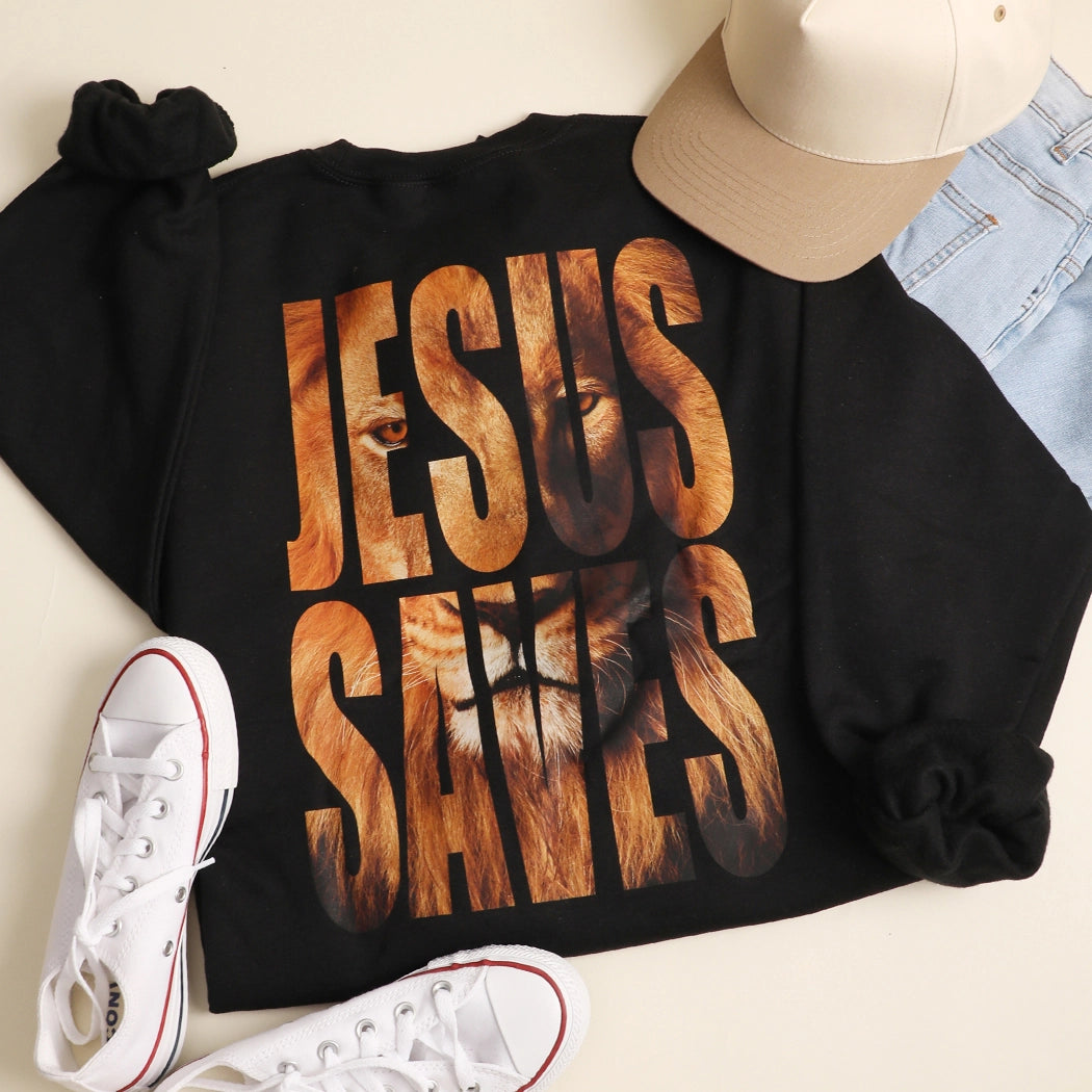 Jesus Saves Lion Crewneck