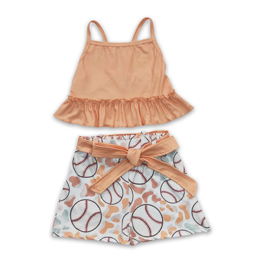 Peach Tank & Cheetah Baseball Shorts