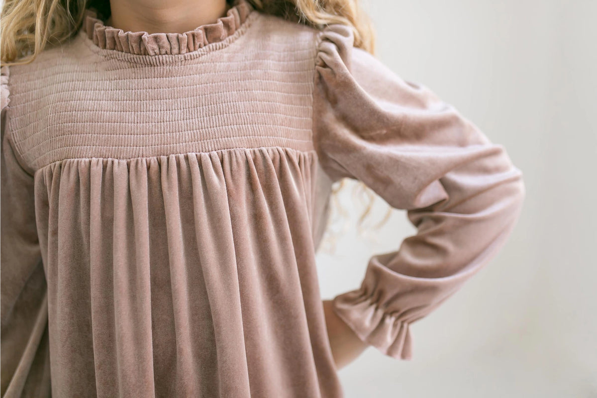 Champagne Velvet Holiday Dress