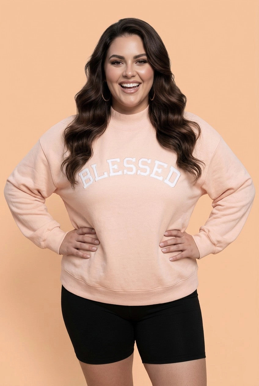 Blessed Embroidered Sweatshirt - Curvy