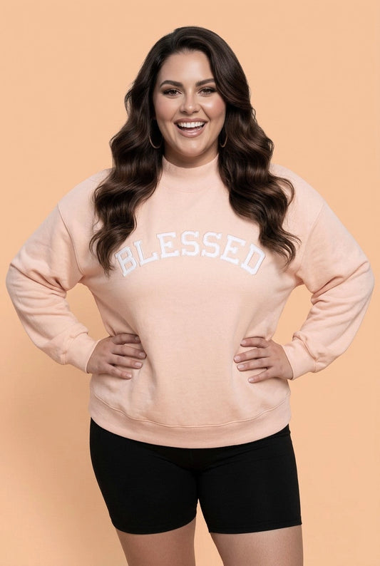 Blessed Embroidered Sweatshirt - Curvy
