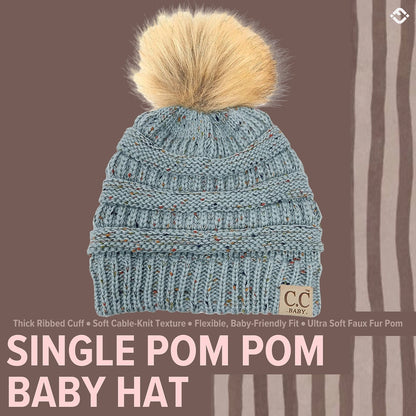 Infant Woven Pom Beanie - Winter Mint Confetti