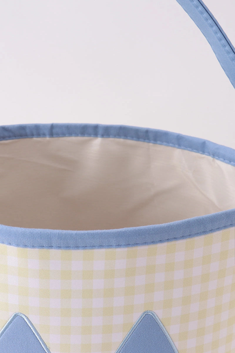 Yellow Pumpkin Appliqué Gingham Basket