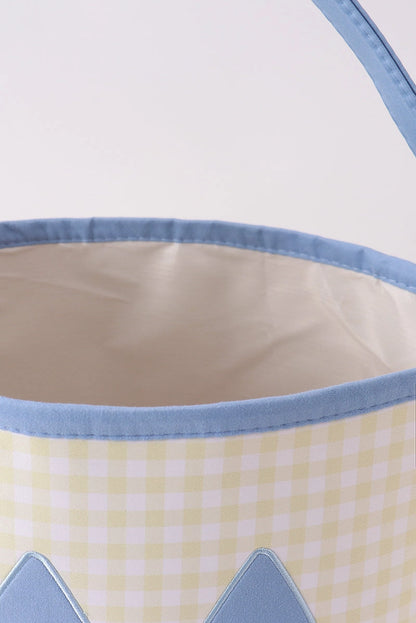 Yellow Pumpkin Appliqué Gingham Basket
