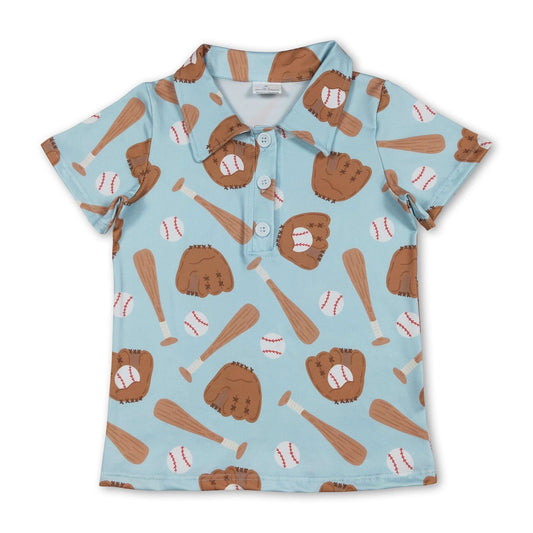 Aqua Blue Baseball Polo