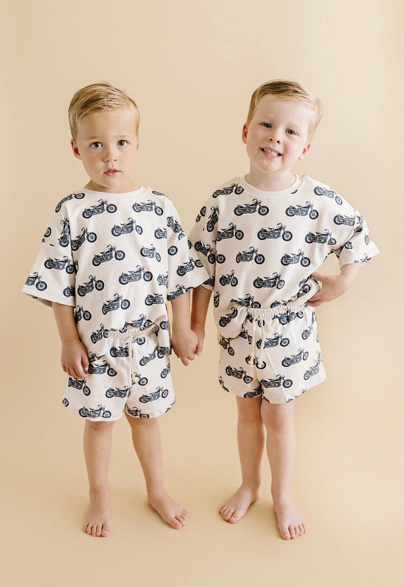 White Motorcycle Shorts Set