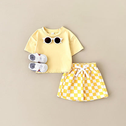 Custom Tee & Checkered Shorts Set