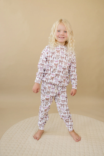 Beige Bows Jogger Set