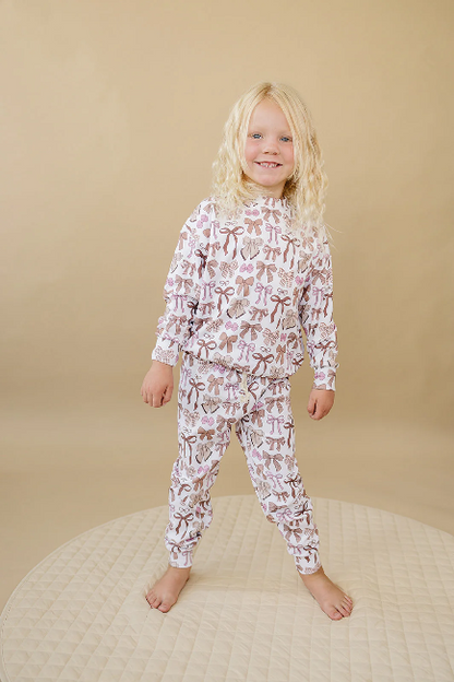 Beige Bows Jogger Set