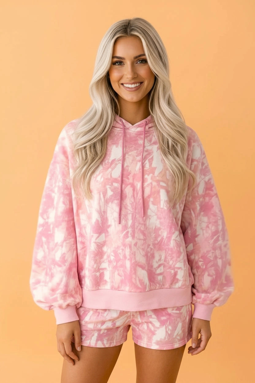 Pink Camo Hoodie Sweatshirt & Shorts