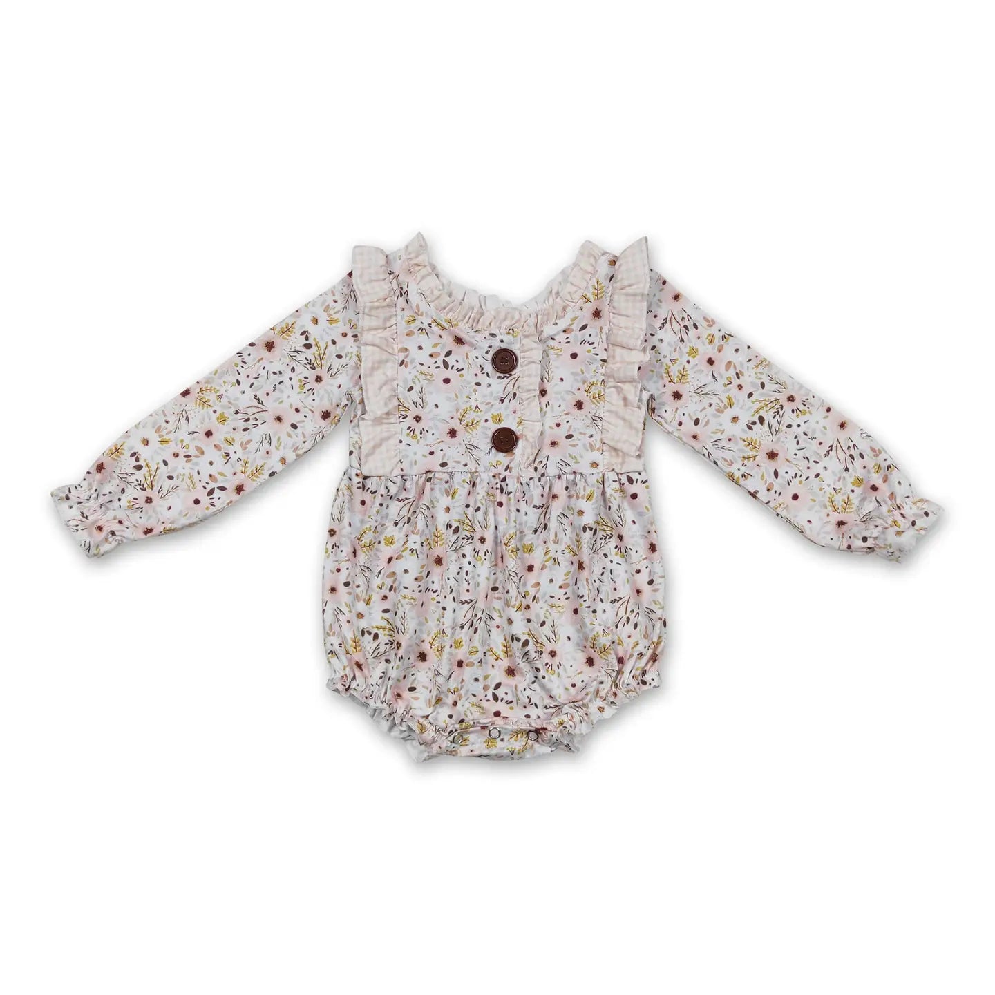 Ditsy Beige Fall Floral Romper