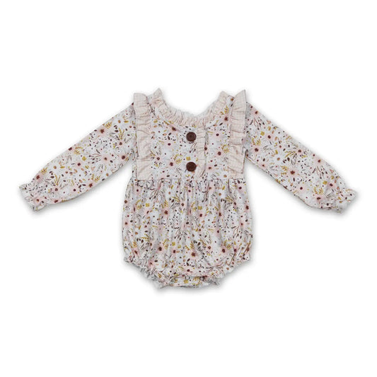 Ditsy Beige Fall Floral Romper