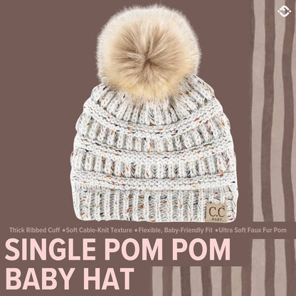 Infant Woven Pom Beanie - Ivory Confetti