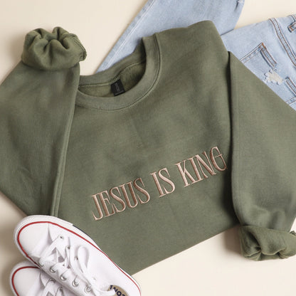 Jesus is King Embroidered Crewneck