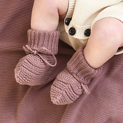 Mauve Knit Booties