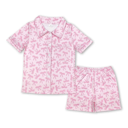 Pink Bows Button Down Women's PJs