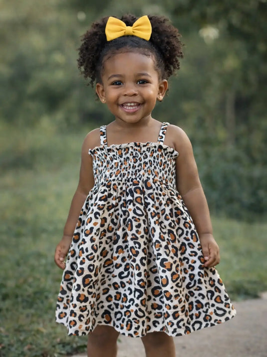 Leopard Muslin Smocked Tube Dress
