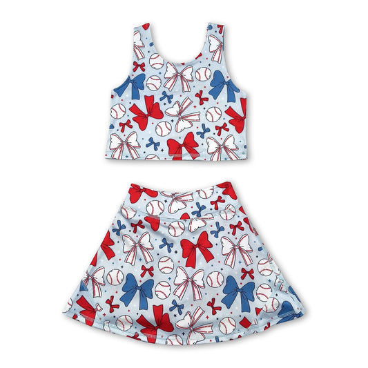 Red, White, & Baseball Bows Athletic Set