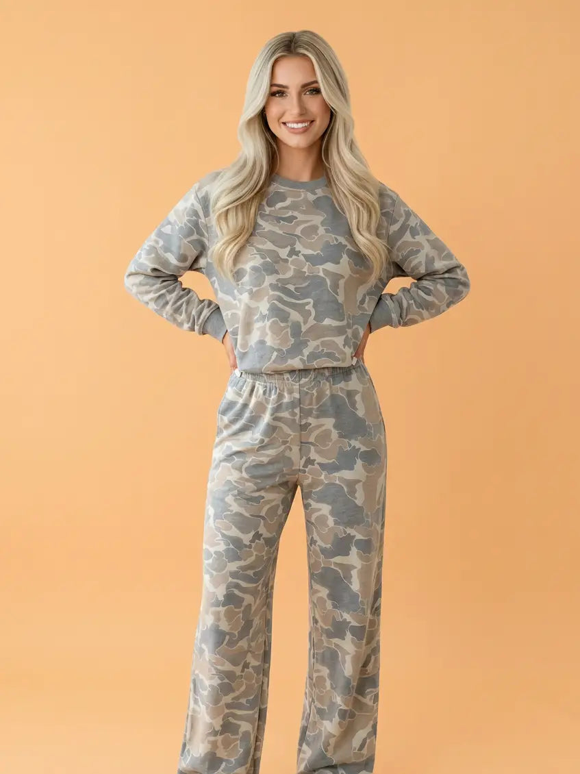 Camo Long Sleeve Top & Pants Set