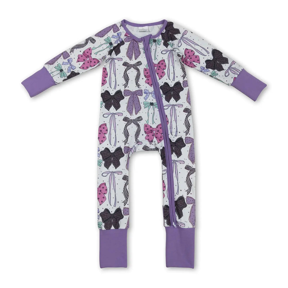Purple & Black Bows Zippie