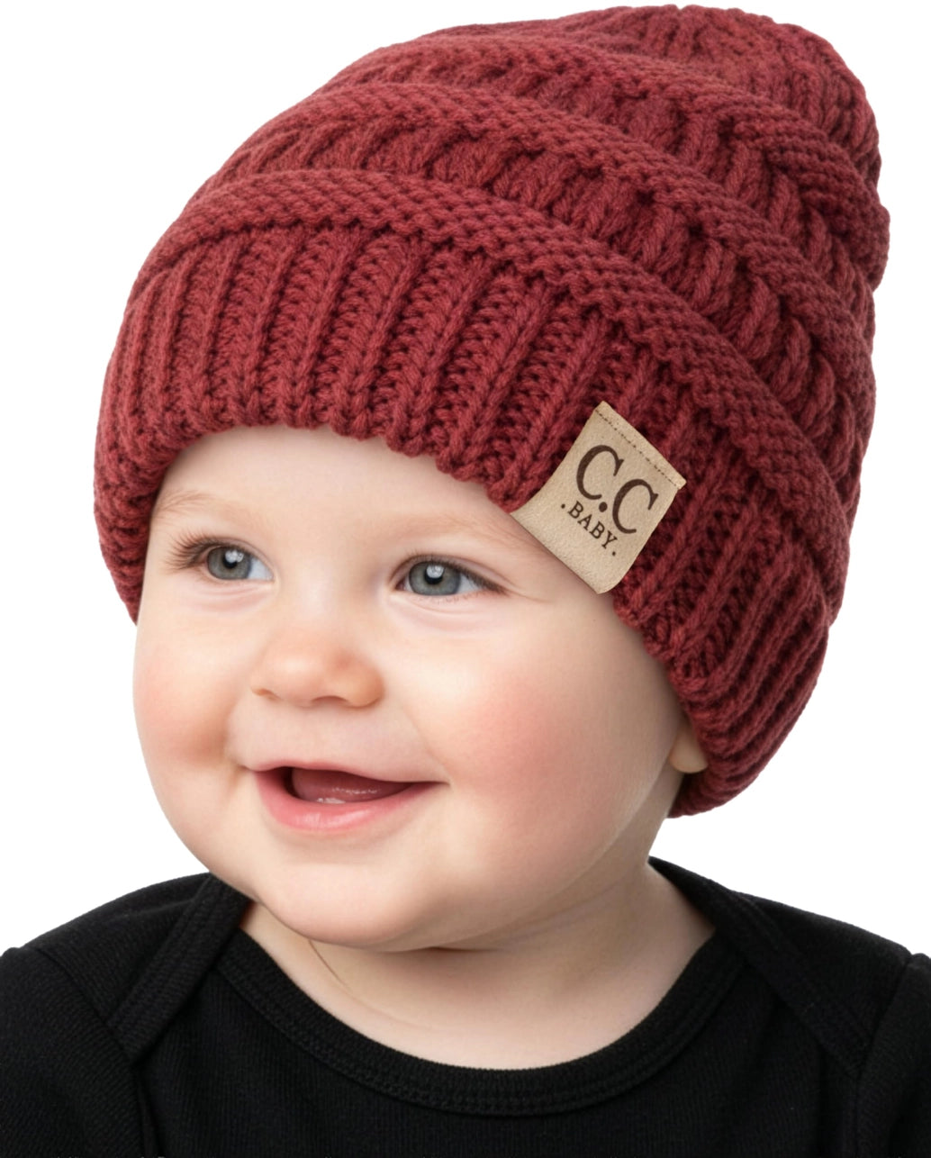 Infant Ribbed Beanie - Dark Rose