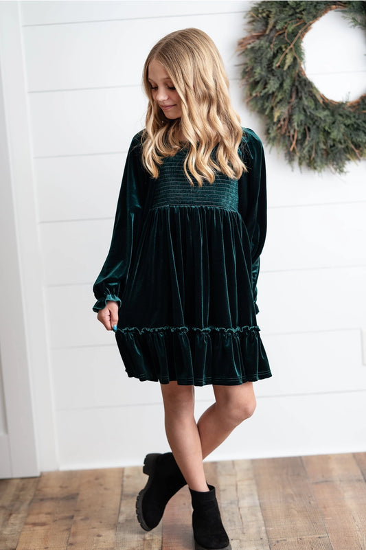 Dark Green Velvet Holiday Dress