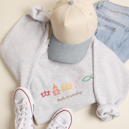 Made to Worship Symbols Embroidered Crewneck