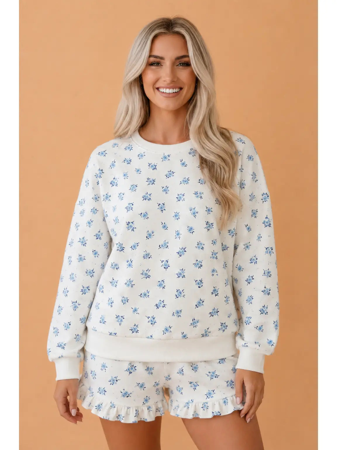 Floral Long Sleeve Top & Shorts Set
