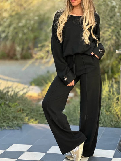 Oversized Button Sleeve Pant Set