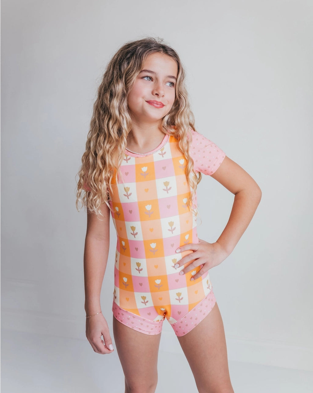 Tangerine & Pink Hearts Leotard