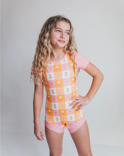 Tangerine & Pink Hearts Leotard