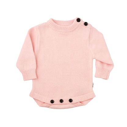 Baby Pink Knit Sweater Romper