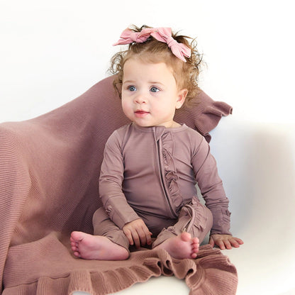 Mauve Bamboo Ruffle Zippie