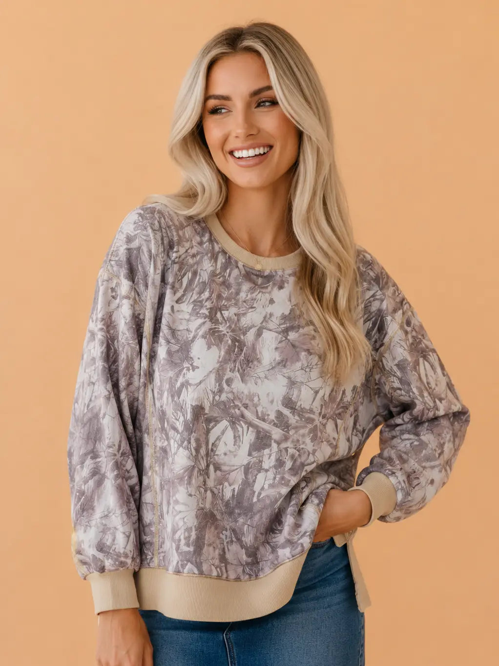Camo Side Split Sweatshirt