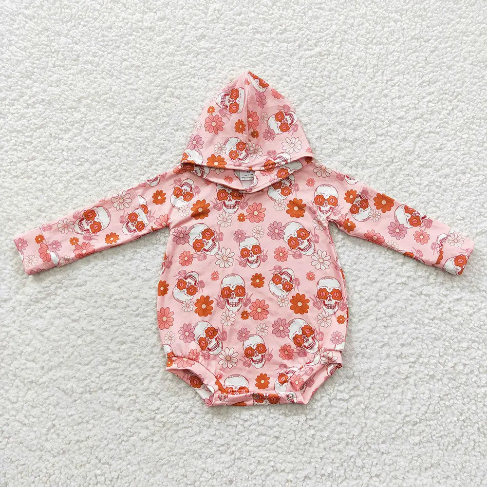 Floral Skulls Hooded Bubble Romper