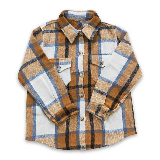 Khaki Blue Plaid Shacket