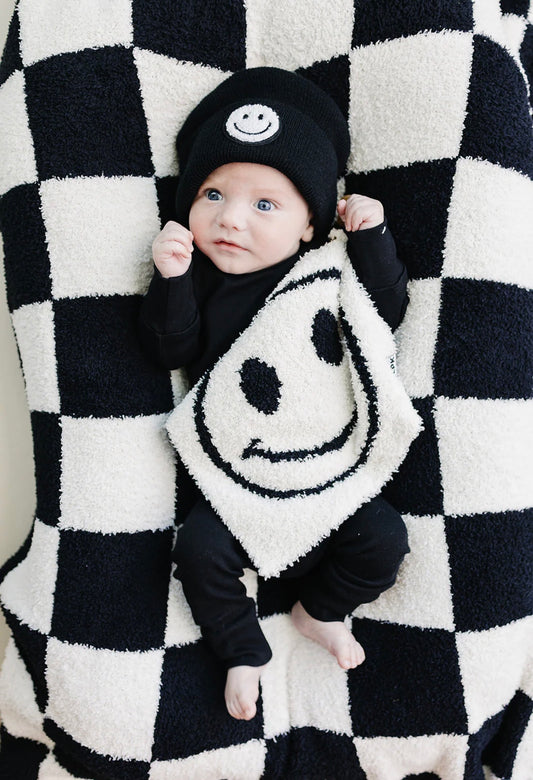 Black Smiley Double-sided Plush Lovey