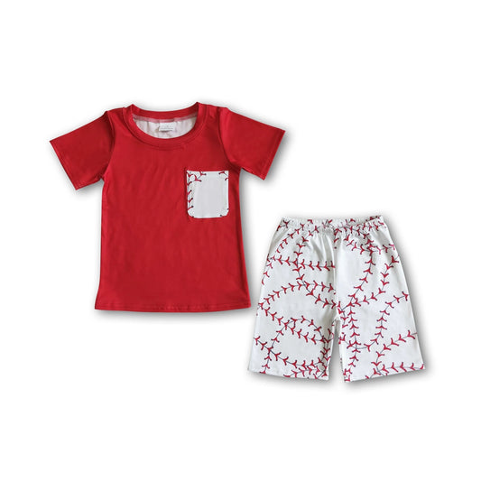 Red Stitching Pocket Tee & Shorts