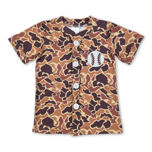 Brown Camo Baseball Button Up
