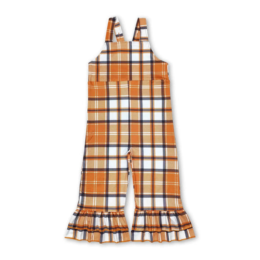 Orange Plaid Bell Overalls