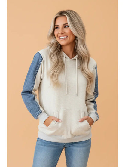 Denim Sleeve Hoodie