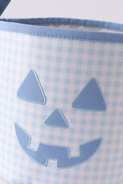 Blue Pumpkin Appliqué Gingham Basket