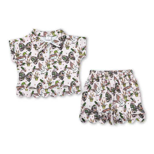 Duck Camo Bow Scallop 1/4 Zip Short Set