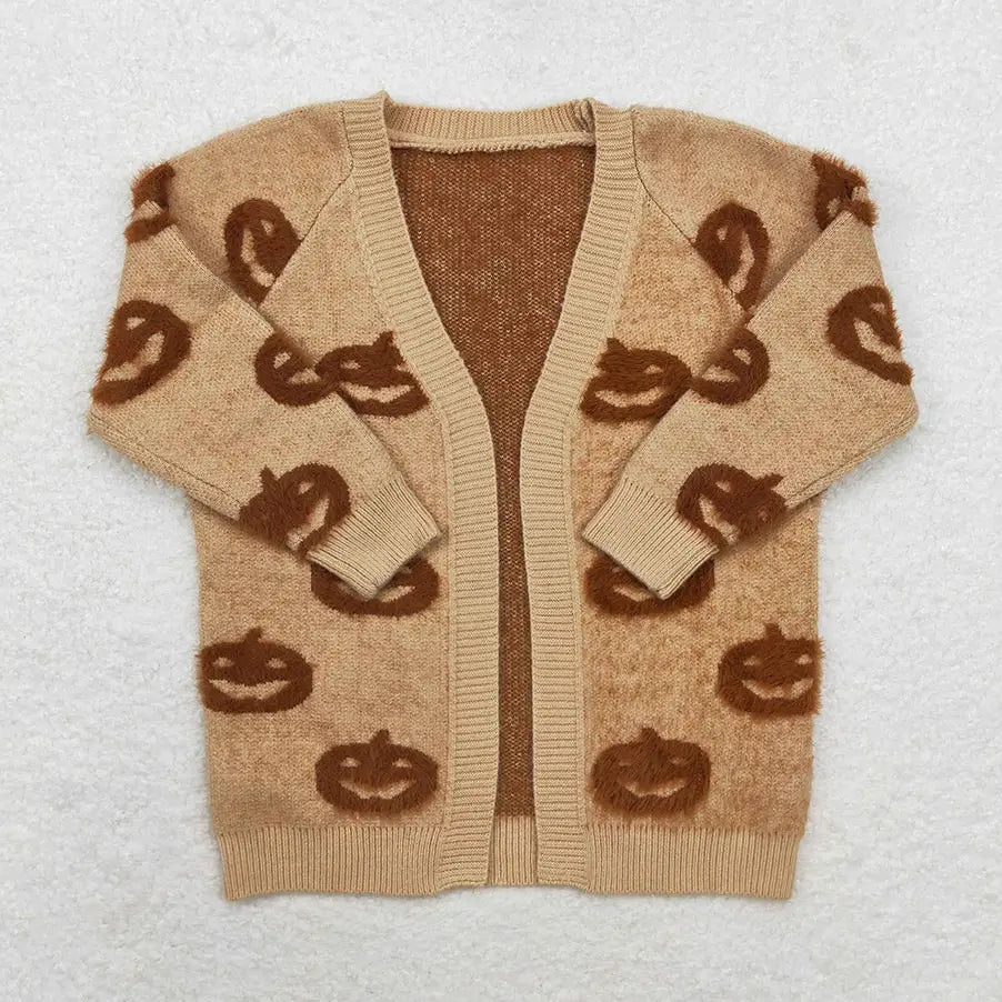 Tan Pumpkin Fleece Cardigan