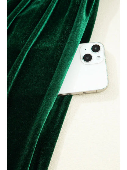 Rhinestone Bow Velvet High Waist Mini Dress