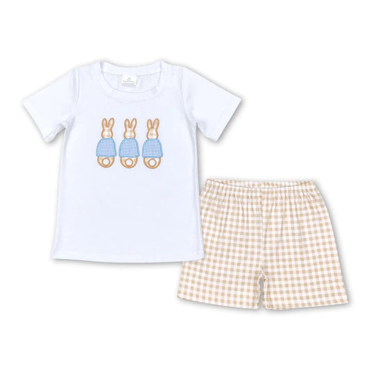 Brown Gingham Bunny Tee & Shorts