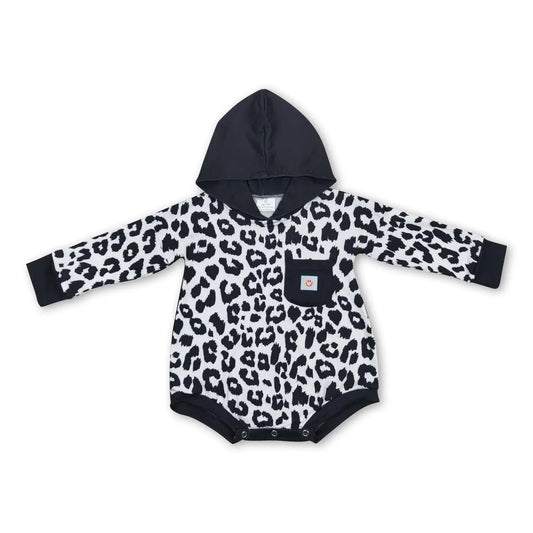 Leopard Hooded Pocket Bubble Romper