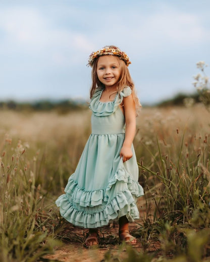 Sage Ruffle Maxi Dress